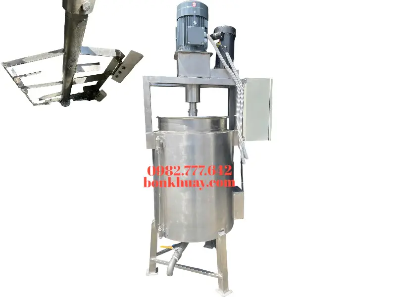Bồn khuấy đồng h&oacute;a thực phẩm c&aacute;nh qu&eacute;t 50-200 l&iacute;t inox 304 gia nhiệt c&ocirc;ng nghiệp