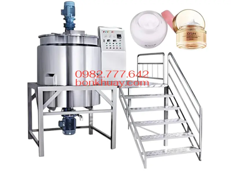Bồn khuấy mỹ phẩm kết hợp motor nhũ hóa ở đáy
